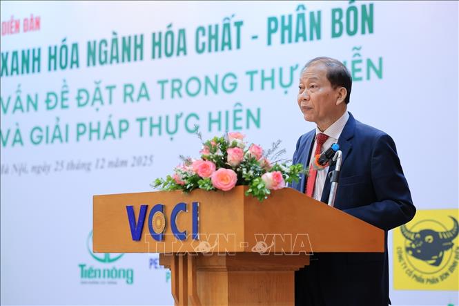 Ông Hoàng Quang Phòng, Phó Chủ tịch Liên đoàn Thương mại và Công nghiệp Việt Nam phát biểu khai mạc diễn đàn. Ảnh: Lê Đông - TTXVN