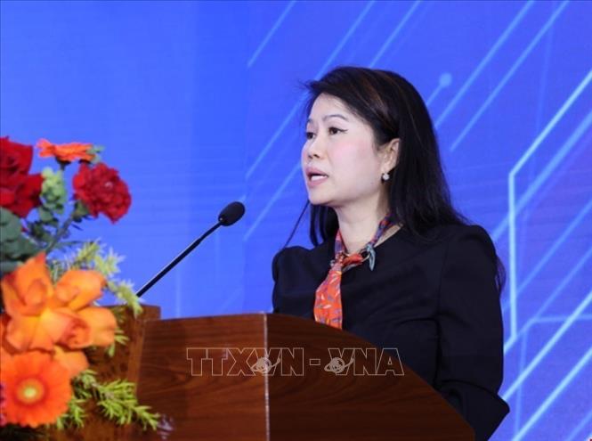 Bà Trần Thị Minh Hiền, Cục trưởng Cục Quản lý, giám sát chính sách thuế, phí và lệ phí (Bộ Tài chính) phát biểu. Ảnh: Vũ Sinh - TTXVN