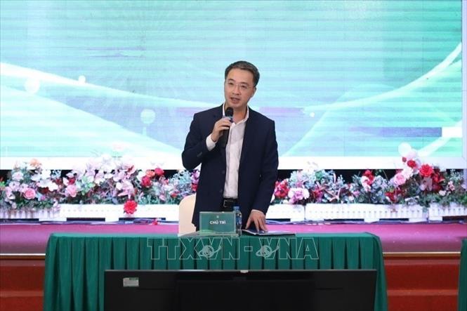 Bí thư Trung ương Đoàn, Chủ tịch Trung ương Hội Liên hiệp Thanh niên Việt Nam Nguyễn Tường Lâm phát biểu tại hội nghị. Ảnh: Hạnh Quyên-TTXVN