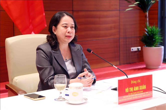 Vice State President Vo Thi Anh Xuan speaks to members of the subcommittees. VNA Photo: Phạm Kiên