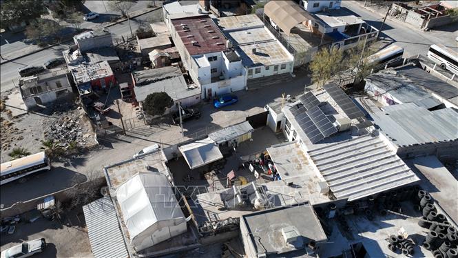 Trại tạm của người di cư ở Ciudad Juarez, bang Chihuahua, Mexico. Ảnh: THX/TTXVN