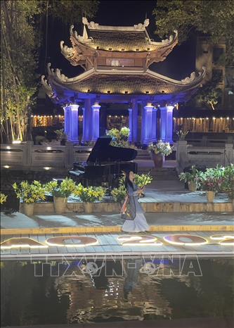 Nghệ sĩ ưu tú Thùy Anh chinh phục khán giả bởi phong cách biểu diễn ấn tượng. Ảnh: Tuyết Mai - TTXVN 