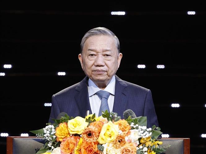 Party General Secretary To Lam delivers a speech at a programme named “Ho Chi Minh – Journey of Aspiration 2025”. VNA Photo