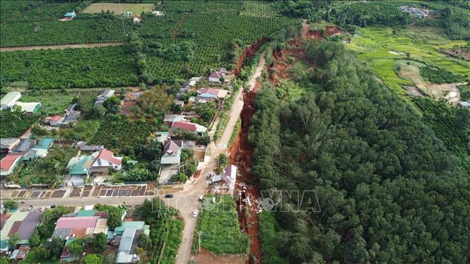 Khu vục sạt lở cần phải di dời tại xã Ia Ly, tỉnh Gia Lai. Ảnh: Hoài Nam - TTXVN