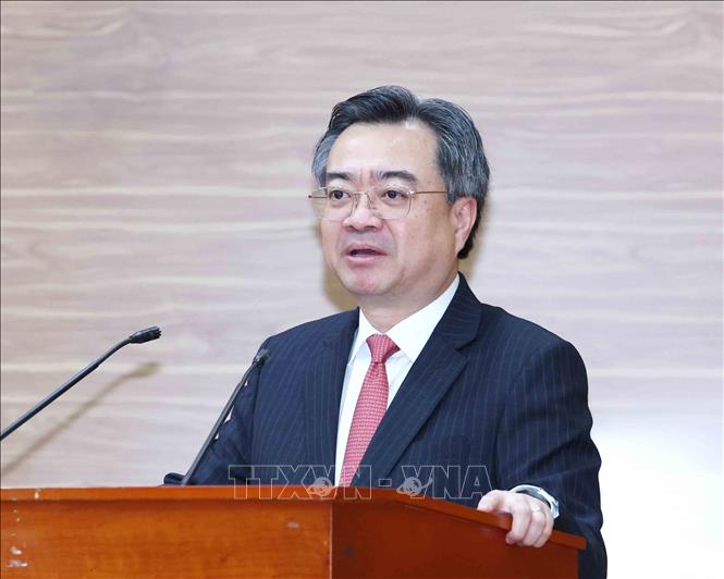 Đồng chí Nguyễn Thanh Nghị, Uỷ viên Trung ương Đảng, Trưởng Ban Chính sách, Chiến lược Trung ương phát biểu tại hội nghị. Ảnh: Phương Hoa - TTXVN