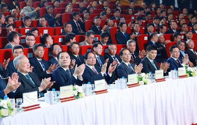 Thủ tướng Phạm Minh Chính dự Hội nghị triển khai nhiệm vụ năm 2026 của Tập đoàn Công nghiệp-Năng lượng Quốc gia Việt Nam. Ảnh: Dương Giang-TTXVN
