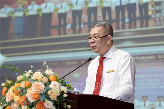 Ông Nguyễn Văn Thanh, Tổng Giám đốc Tổng công ty Điện lực TP.Hồ Chí Minh, phát biểu tại hội nghị. Ảnh: Thanh Vũ-TTXVN
