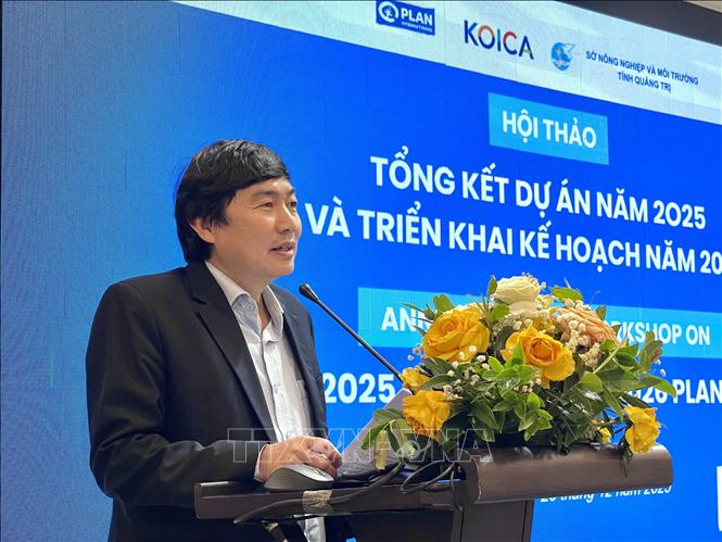 Ông Trần Đình Hiệp, Phó Giám đốc Sở Nông nghiệp và Môi trường tỉnh Quảng Trị phát biểu tại chương trình. Ảnh: Võ Dung - TTXVN