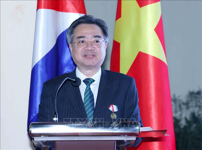 Đồng chí Nguyễn Thanh Nghị, Ủy viên Trung ương Đảng, Trưởng Ban Chính sách, chiến lược Trung ương phát biểu tại buổi lễ. Ảnh: Phương Hoa - TTXVN