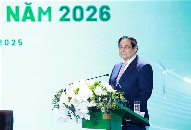 PM Pham Minh Chinh speaks at the conference. VNA Photo: Dương Giang