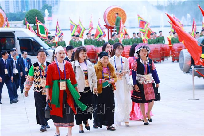 Các đại biểu đến dự Đại hội Thi đua yêu nước lần thứ XI. Ảnh: Dương Giang-TTXVN 
