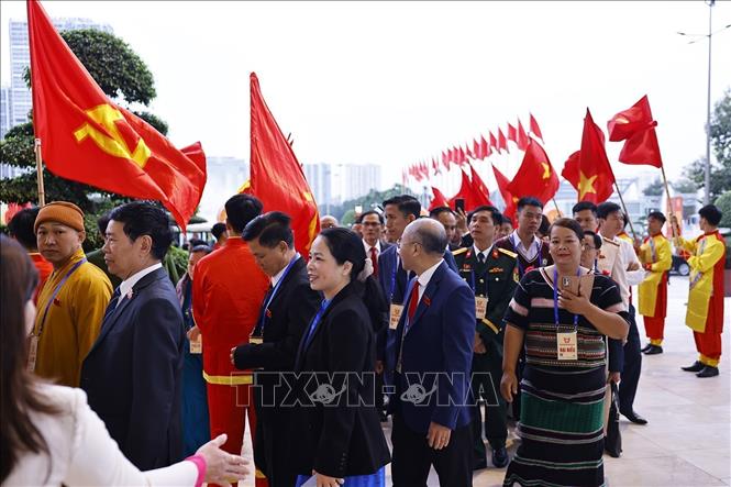 Cac đại biểu đến dự Đại hội Thi đua yêu nước toàn quốc lần thứ XI. Ảnh: Doãn Tấn - TTXVN