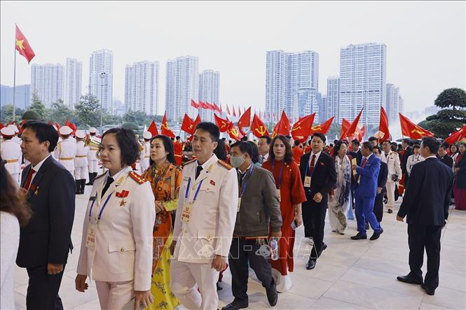 Cac đại biểu đến dự Đại hội Thi đua yêu nước toàn quốc lần thứ XI. Ảnh: Doãn Tấn - TTXVN