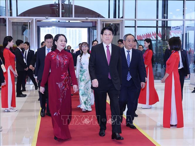 Chủ tịch nước Lương Cường và Phó Chủ tịch nước Võ Thị Ánh Xuân dự Đại hội Thi đua yêu nước toàn quốc lần thứ XI. Ảnh: Lâm Khánh - TTXVN