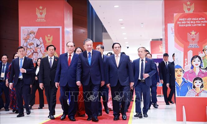 Tổng Bí thư Tô Lâm đến dự Đại hội Thi đua yêu nước lần thứ XI. Ảnh: Dương Giang-TTXVN 
