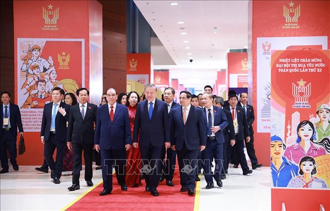 Tổng Bí thư Tô Lâm đến dự Đại hội Thi đua yêu nước lần thứ XI. Ảnh: Dương Giang-TTXVN 
