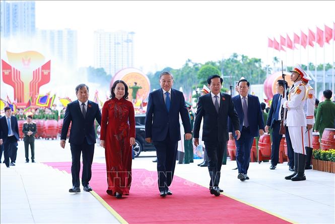 Tổng Bí thư Tô Lâm đến dự Đại hội Thi đua yêu nước lần thứ XI. Ảnh: Dương Giang-TTXVN 
