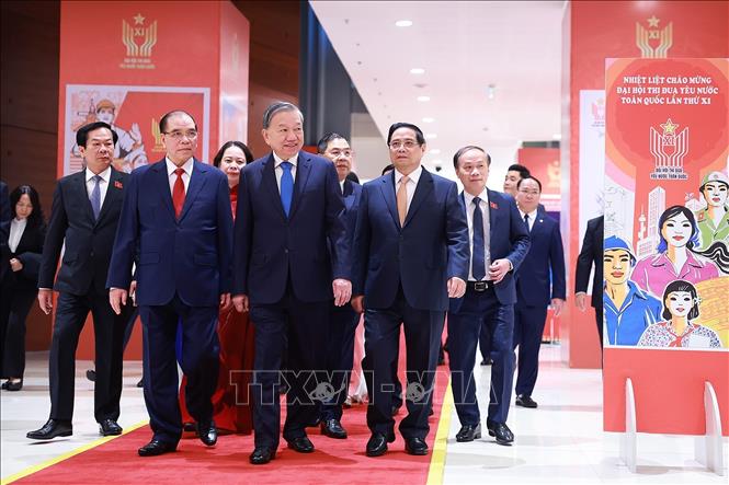 Tổng Bí thư Tô Lâm đến dự Đại hội Thi đua yêu nước lần thứ XI. Ảnh: Dương Giang-TTXVN 
