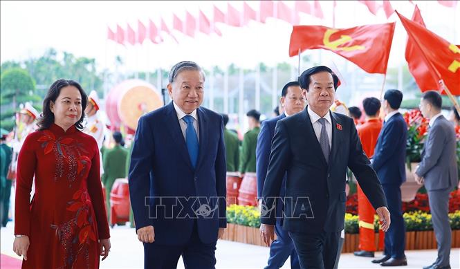 Tổng Bí thư Tô Lâm đến dự Đại hội Thi đua yêu nước lần thứ XI. Ảnh: Dương Giang-TTXVN 
