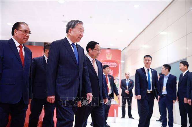 Tổng Bí thư Tô Lâm đến dự Đại hội Thi đua yêu nước lần thứ XI. Ảnh: Dương Giang-TTXVN 
