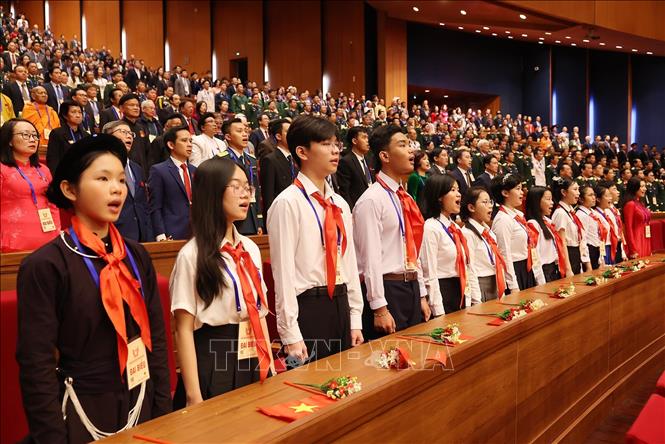 Các đại biểu thiếu niên dự Đại hội. Ảnh: Lâm Khánh - TTXVN