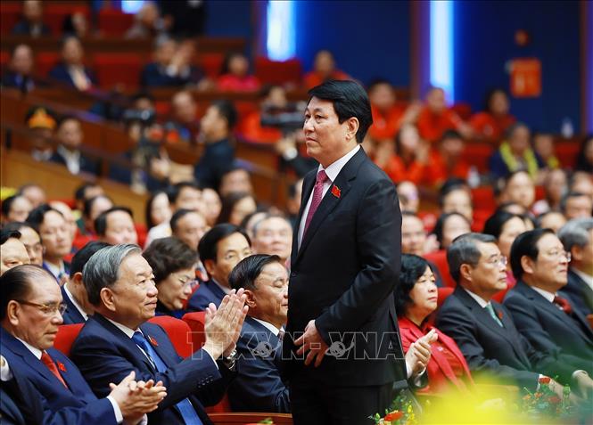 Chủ tịch nước Lương Cường dự Đại hội Thi đua yêu nước lần thứ XI. Ảnh: Dương Giang-TTXVN