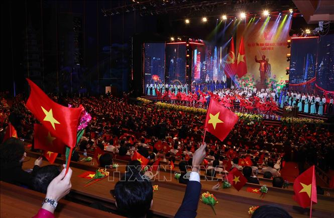 Chương trình biểu diễn nghệ thuật tại Đại hội Thi đua yêu nước toàn quốc lần thứ XI. Ảnh: Văn Điệp - TTXVN