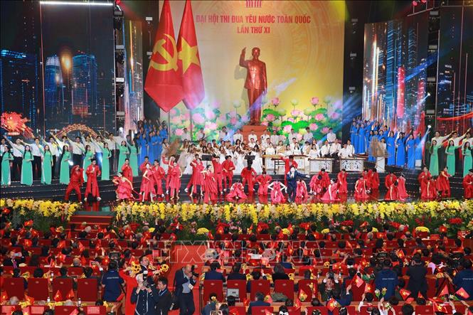 Chương trình nghệ thuật chào mừng đại hội. Ảnh: Trọng Đức - TTXVN