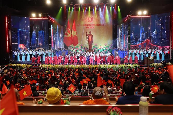 Chương trình văn nghệ chào mừng Đại hội. Ảnh: Lâm Khánh - TTXVN

