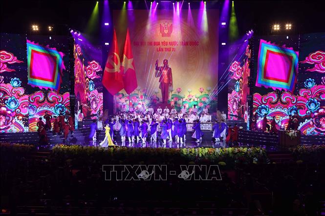 Chương trình biểu diễn nghệ thuật tại Đại hội Thi đua yêu nước toàn quốc lần thứ XI. Ảnh: Văn Điệp - TTXVN