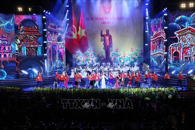 Chương trình văn nghệ chào mừng Đại hội. Ảnh: Lâm Khánh - TTXVN
