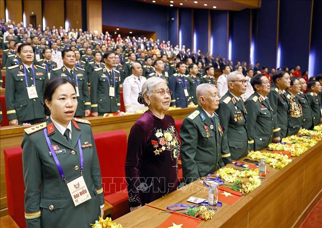 Đại biểu thực hiện nghi thức chào cờ. Ảnh: Doãn Tấn - TTXVN