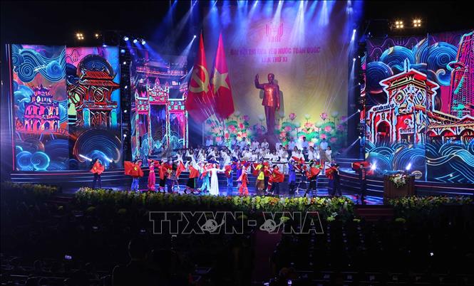 Chương trình biểu diễn nghệ thuật tại Đại hội Thi đua yêu nước toàn quốc lần thứ XI. Ảnh: Văn Điệp - TTXVN