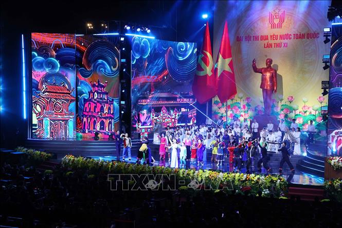 Chương trình biểu diễn nghệ thuật tại Đại hội Thi đua yêu nước toàn quốc lần thứ XI. Ảnh: Văn Điệp - TTXVN
