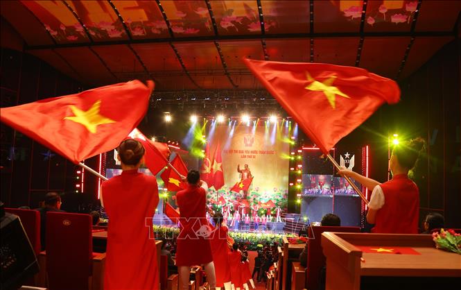 Chương trình biểu diễn văn nghệ tại Đại hội Thi đua yêu nước toàn quốc lần thứ XI. Ảnh: Văn Điệp - TTXVN