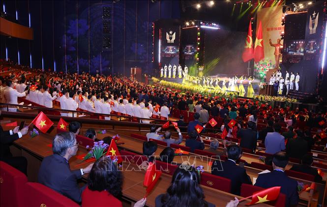 Chương trình biểu diễn văn nghệ tại Đại hội Thi đua yêu nước toàn quốc lần thứ XI. Ảnh: Văn Điệp - TTXVN
