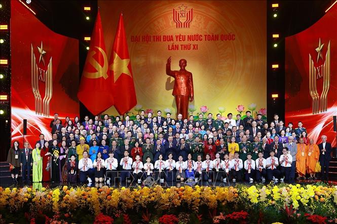  Tổng Bí thư Tô Lâm cùng các đồng chí lãnh đạo, nguyên lãnh đạo Đảng, Nhà nước và các đại biểu tại đại hội. Ảnh: TTXVN