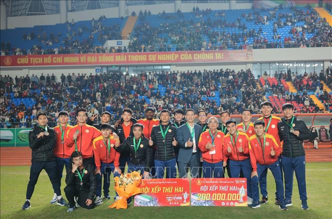 CLB PVF Công an Nhân dân xếp thứ 2 Cup Tứ hùng Thái Nguyên 2025. Ảnh: Hoàng Hiếu - TTXVN 