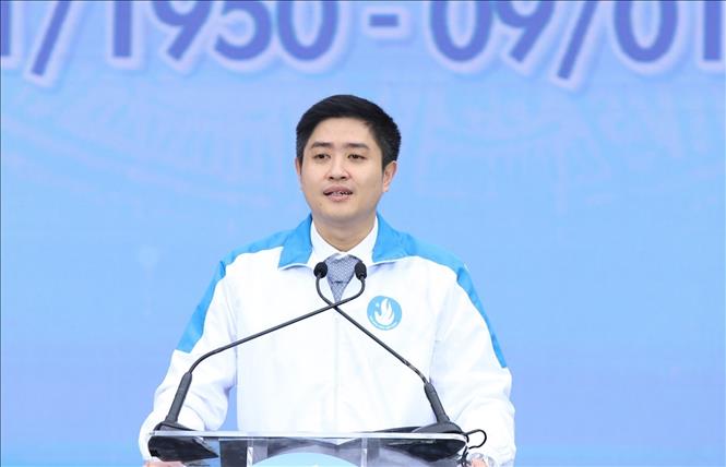 Phó Chủ tịch Hội Sinh viên Việt Nam Lâm Tùng phát biểu tại chương trình. Ảnh: Hạnh Quyên-TTXVN