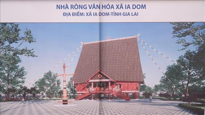 Công trình Nhà rông văn hóa xã Ia Dom sẽ trở thành điểm sinh hoạt cộng đồng quan trọng, góp phần củng cố đoàn kết buôn làng, giữ gìn bản sắc văn hóa truyền thống và thúc đẩy phát triển kinh tế – xã hội tại địa phương. Ảnh: Hồng Điệp - TTXVN