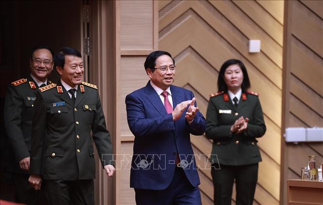 Thủ tướng Phạm Minh Chính đến dự hội nghị. Ảnh: Dương Giang-TTXVN 
