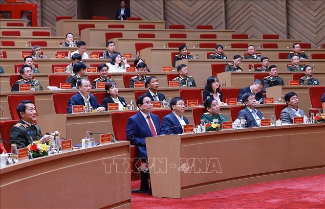 Thủ tướng Phạm Minh Chính dự Hội nghị đảm bảo an ninh, trật tự phục vụ phát triển kinh tế-xã hội Vùng đồng bằng sông Cửu Long. Ảnh: Dương Giang-TTXVN 