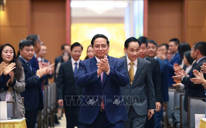 Thủ tướng Phạm Minh Chính đến dự Hội nghị tổng kết công tác ngành Ngoại giao năm 2025 và phương hướng, nhiệm vụ năm 2026. Ảnh: Dương Giang-TTXVN
