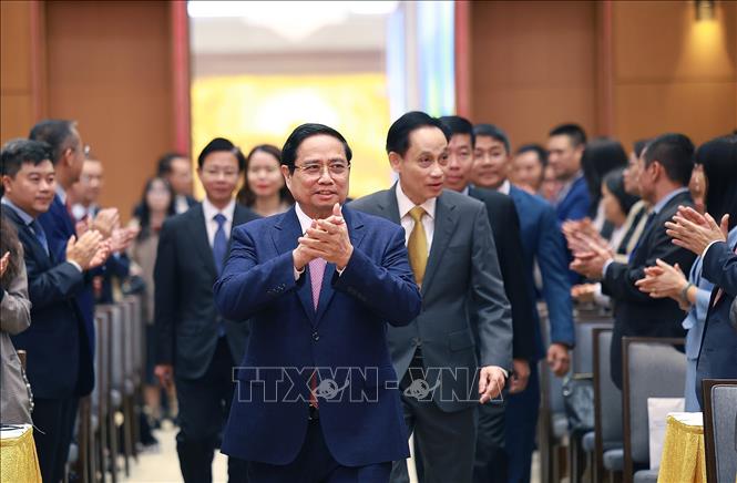 Thủ tướng Phạm Minh Chính đến dự Hội nghị tổng kết công tác ngành Ngoại giao năm 2025 và phương hướng, nhiệm vụ năm 2026. Ảnh: Dương Giang-TTXVN
