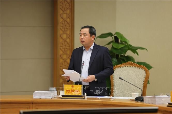 Bộ trưởng Bộ Nông nghiệp và Môi trường Trần Đức Thắng phát biểu tại cuộc họp. Ảnh: Diệp Trương - TTXVN