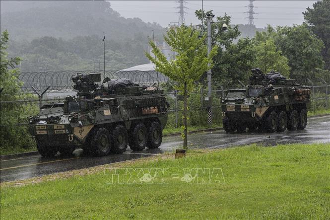 (Tư liệu) Binh sĩ Hàn Quốc và Mỹ tham gia cuộc tập trận chung ở Paju, cách thủ đô Seoul của Hàn Quốc 37km về phía Tây Bắc, ngày 23/8/2023. Ảnh: Yonhap/TTXVN