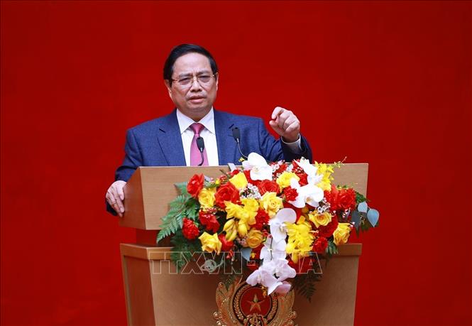 Prime Minister Pham Minh Chinh speaks at the conference. VNA Photo: Dương Giang