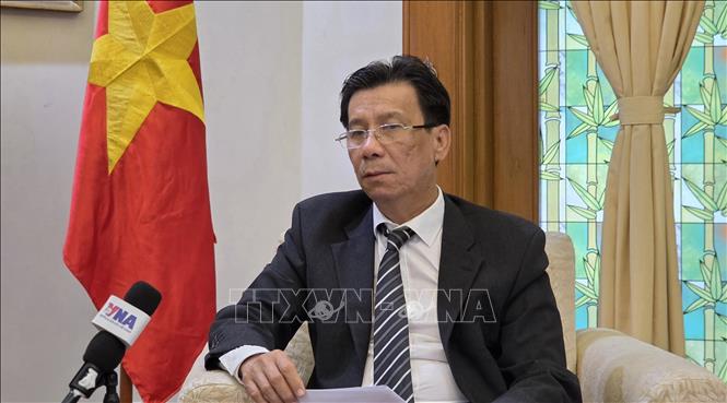Đại sứ Đặc mệnh toàn quyền Việt Nam tại Indonesia trả lời phỏng vấn Thông tấn xã Việt Nam. Ảnh: Minh Thái - PV TTXVN tại Indonesia