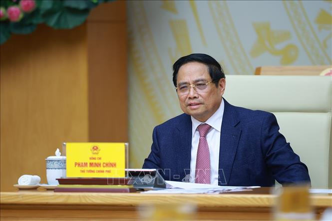 Thủ tướng Phạm Minh Chính chủ trì Phiên họp lần thứ nhất của Ban Chỉ đạo điều hành kinh tế vĩ mô. Ảnh: Dương Giang-TTXVN
