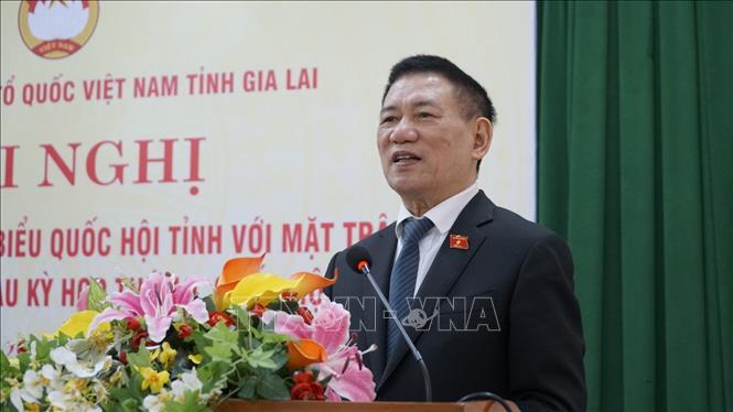 Phó Thủ tướng Hồ Đức Phớc trả lời cử tri tại buổi tiếp xúc. Ảnh: Sỹ Thắng - TTXVN